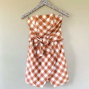 Saints + Secrets Mauve Checkered Tie Waist Dress